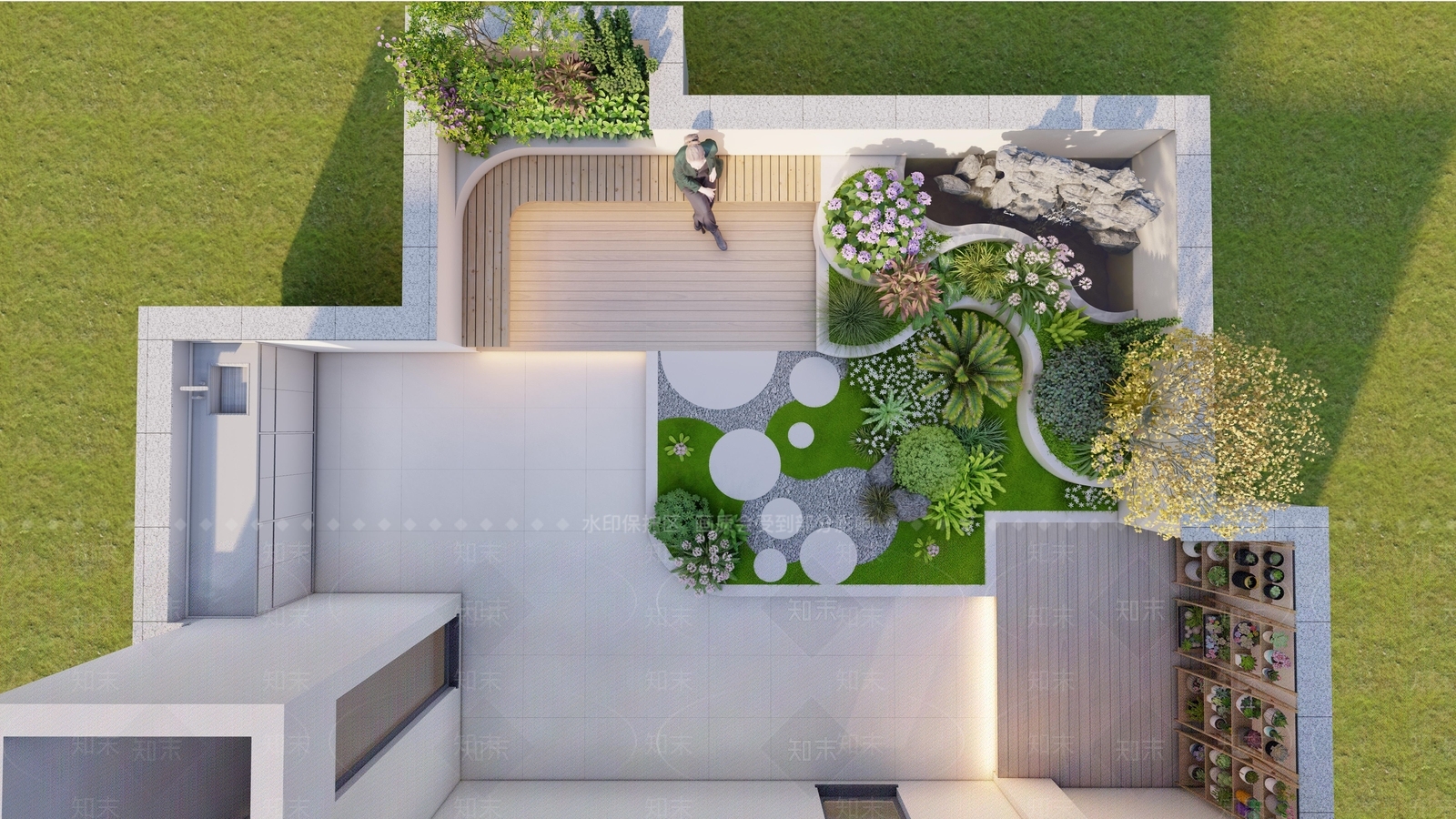 现代屋顶花园SU模型下载【ID:1192124937】