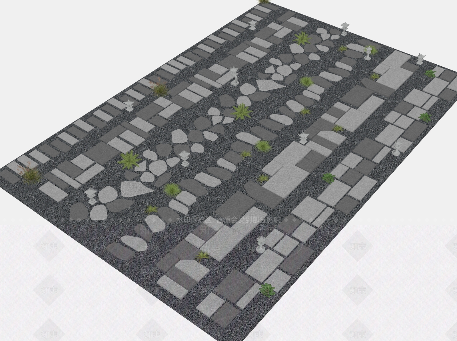 现代新中式园路SU模型下载【ID:1191830627】