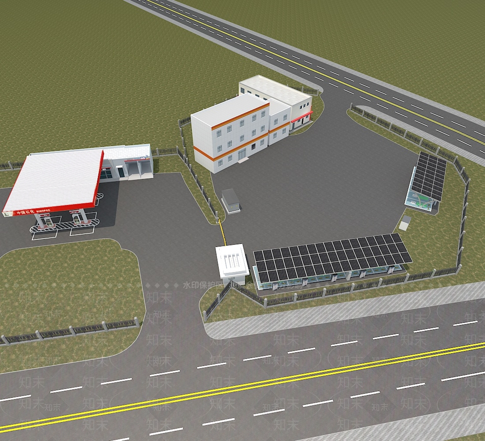 现代户外停车场3D模型下载【ID:1191831069】