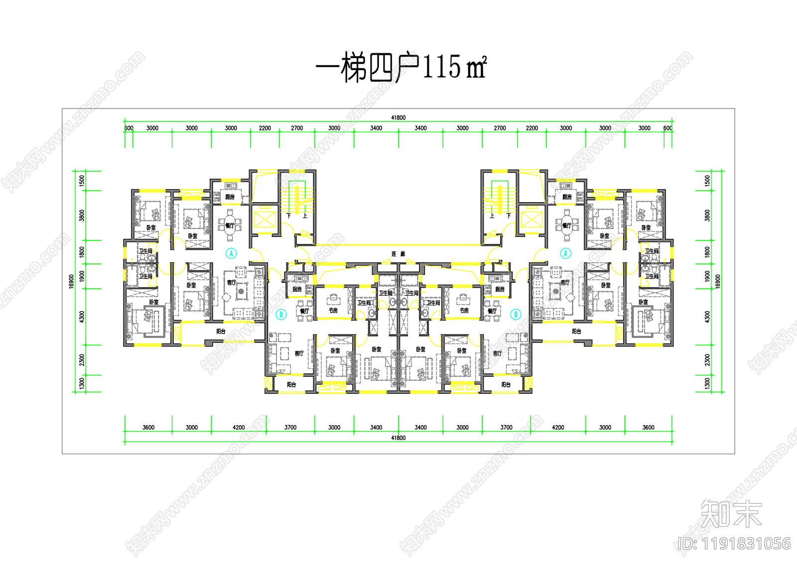 现代住宅楼建筑施工图下载【ID:1191831056】