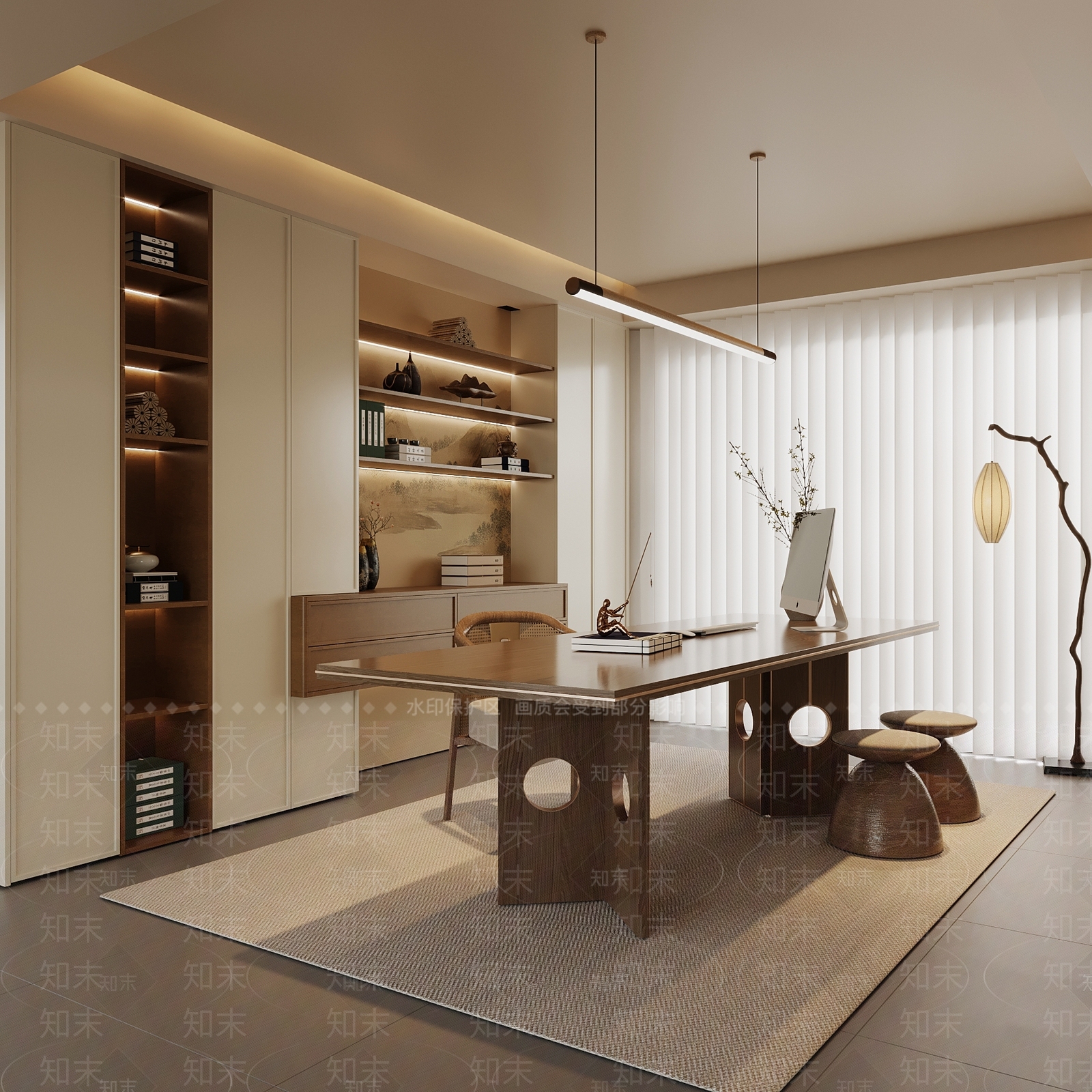 新中式书房3D模型下载【ID:1191831751】