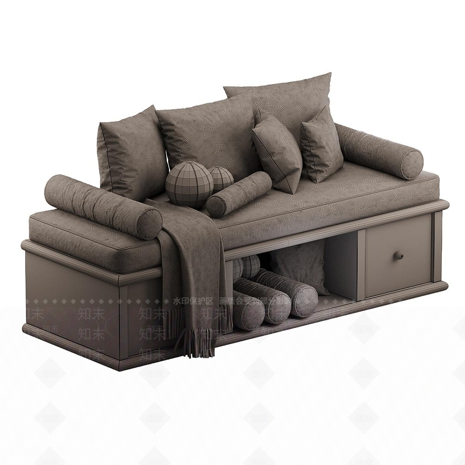 现代沙发凳3D模型下载【ID:1191832509】