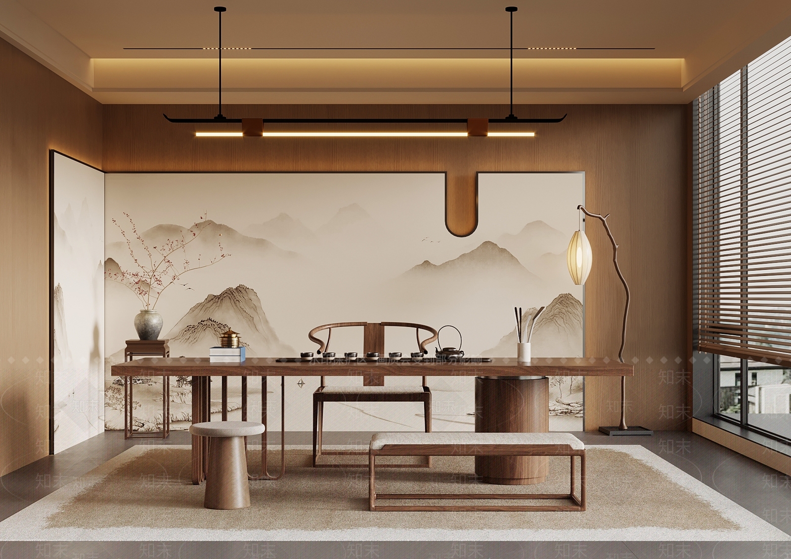 新中式茶室3D模型下载【ID:1191832703】