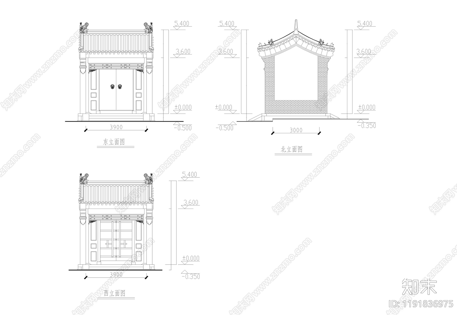 中式门楼施工图下载【ID:1191836975】