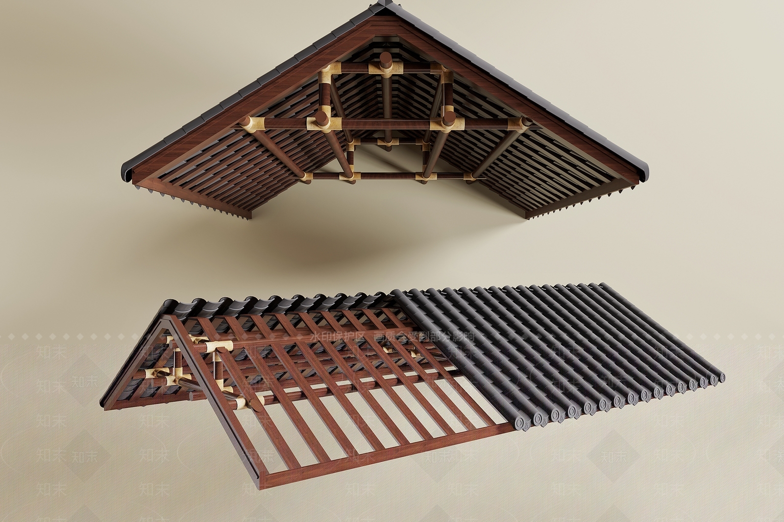 中式吊顶3D模型下载【ID:1191841057】