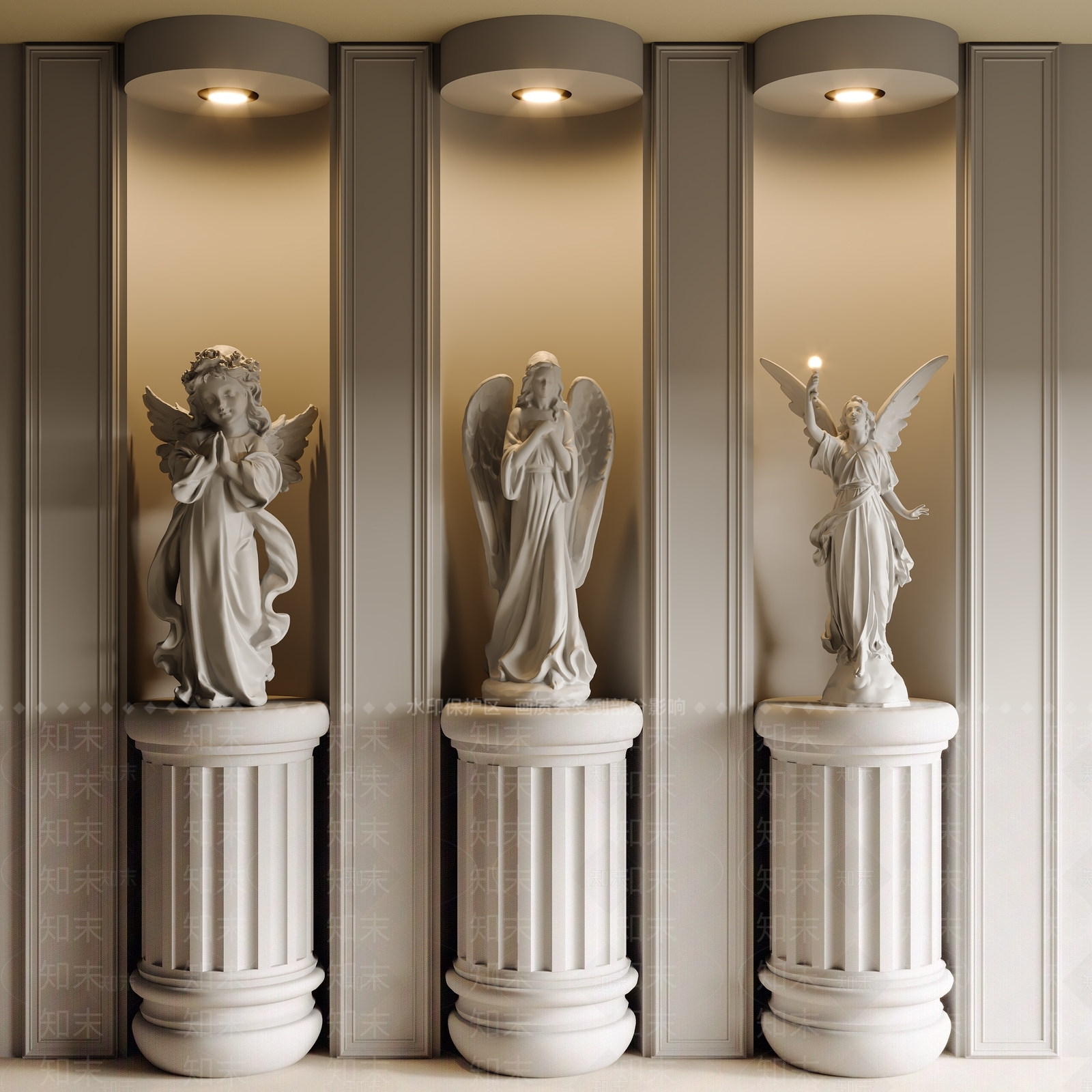 法式现代景观雕塑3D模型下载【ID:1191841510】