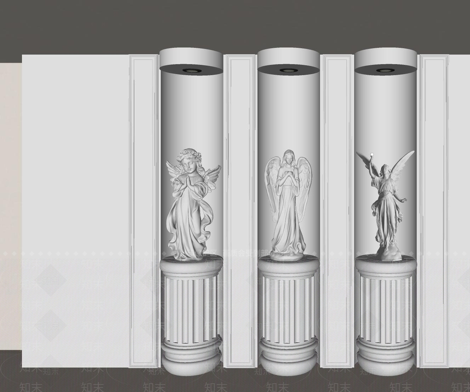 现代法式雕塑小品SU模型下载【ID:1191844214】