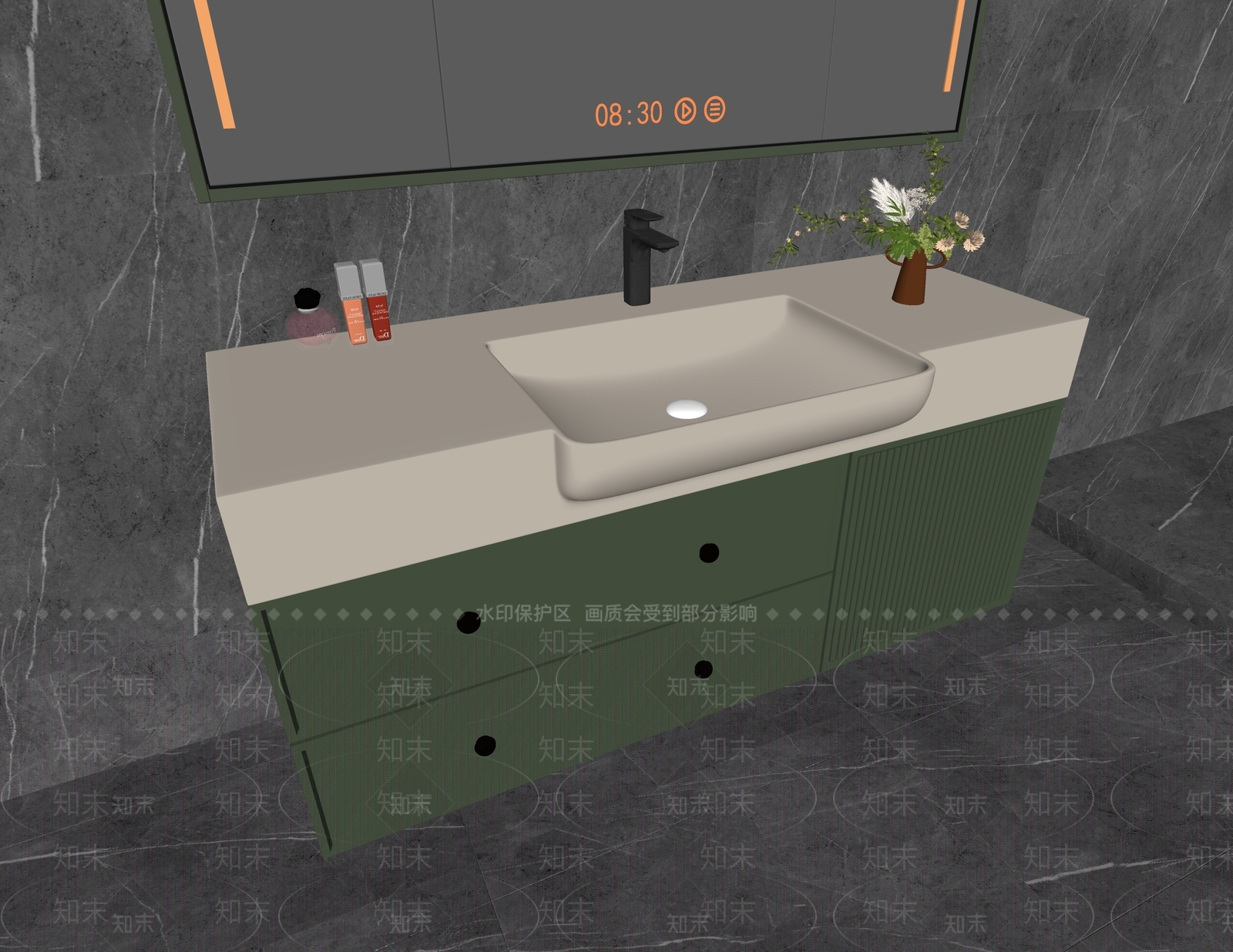 现代极简洗手台SU模型下载【ID:1191847600】
