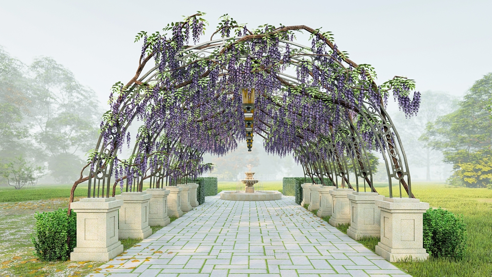 欧式廊架SU模型下载【ID:1191848241】