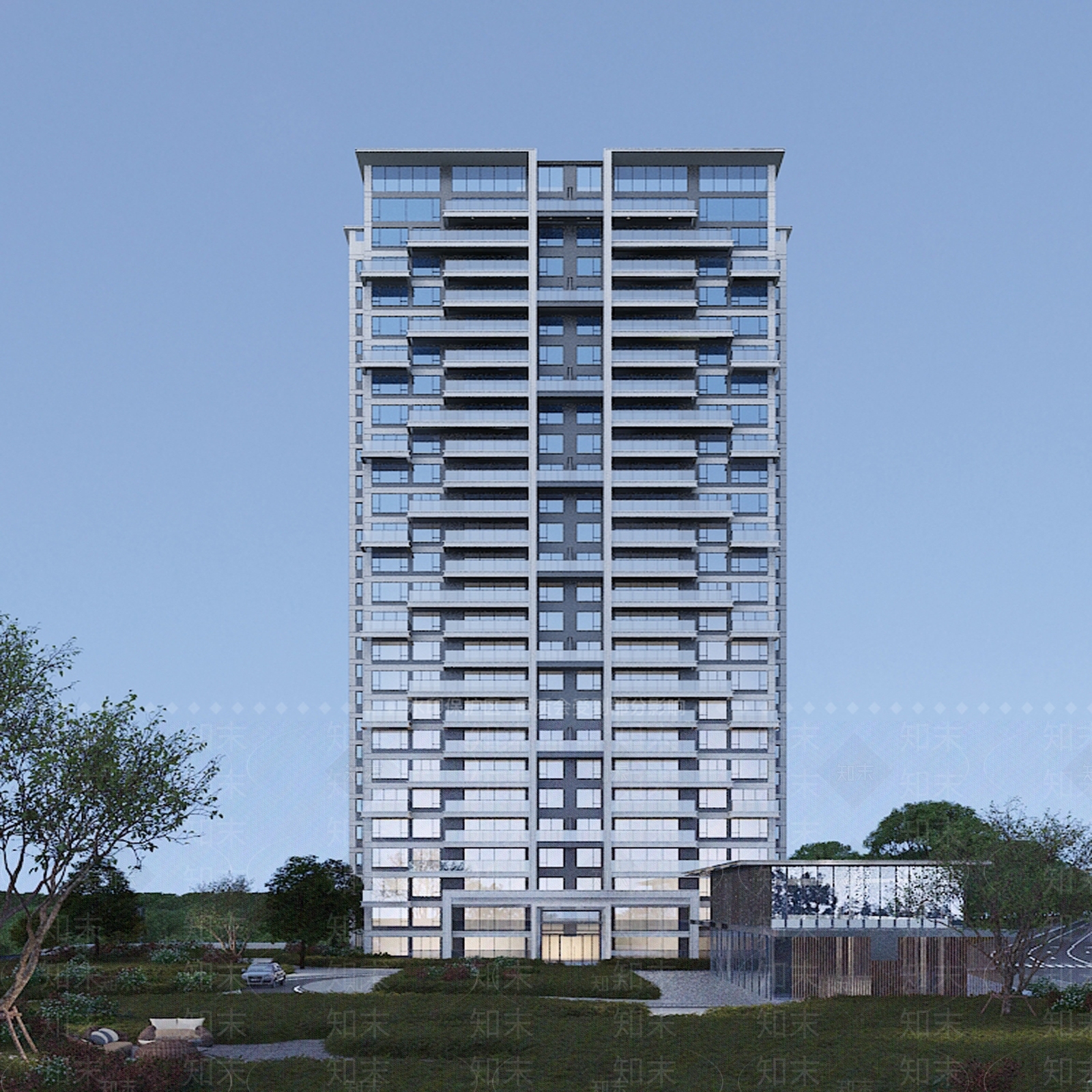 现代高层住宅3D模型下载【ID:1191853587】