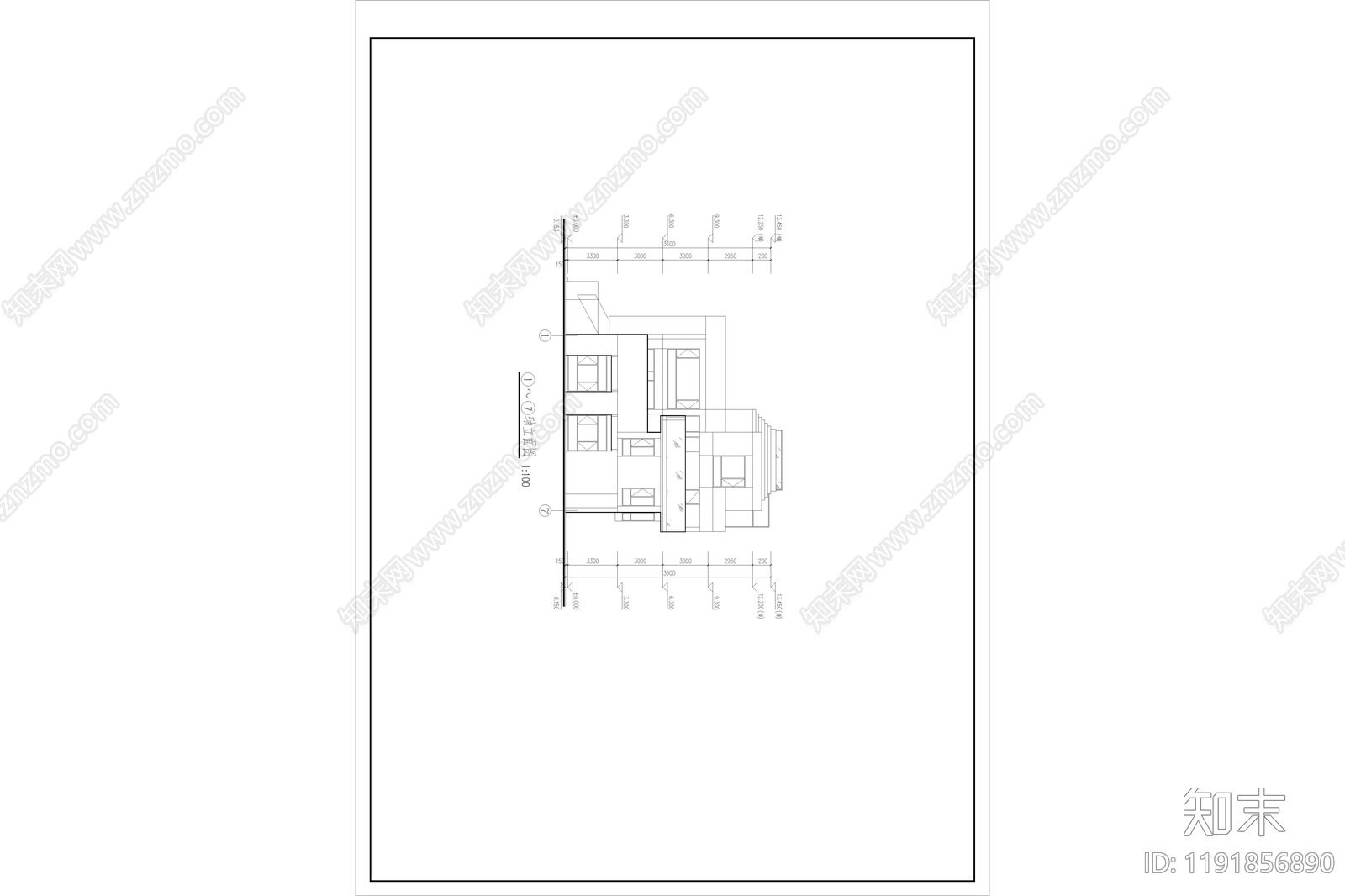 现代简约民宿建筑cad施工图下载【ID:1191856890】