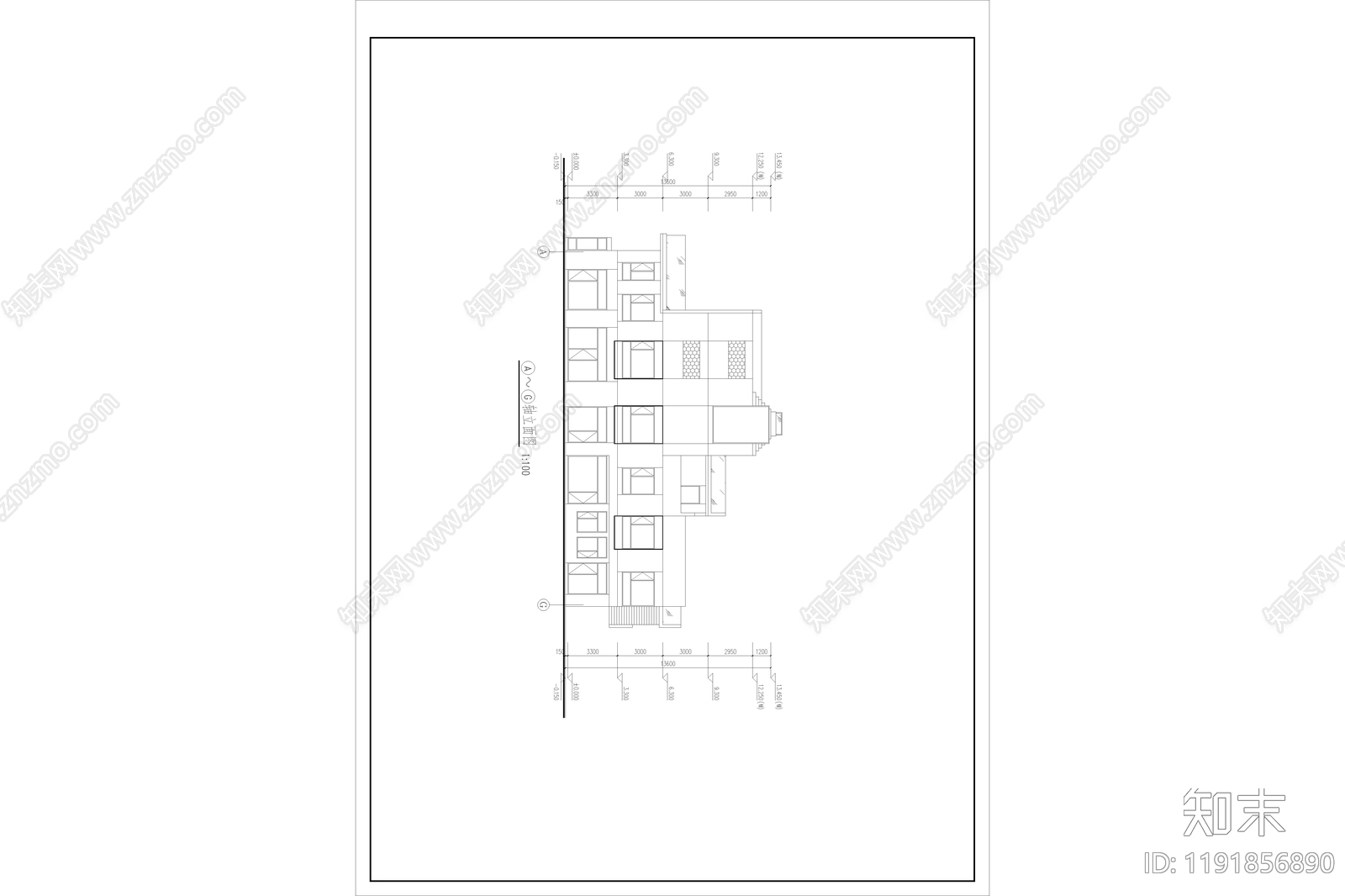现代简约民宿建筑cad施工图下载【ID:1191856890】