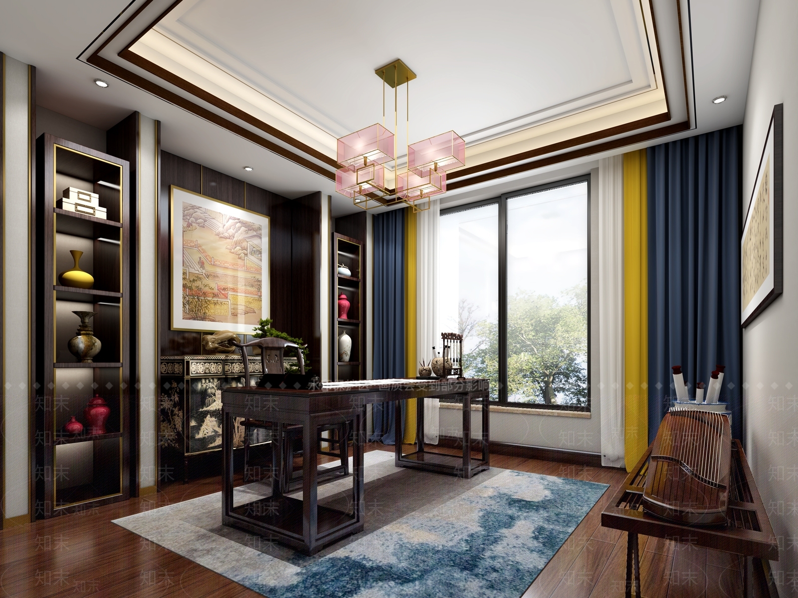 新中式书房3D模型下载【ID:1191857168】
