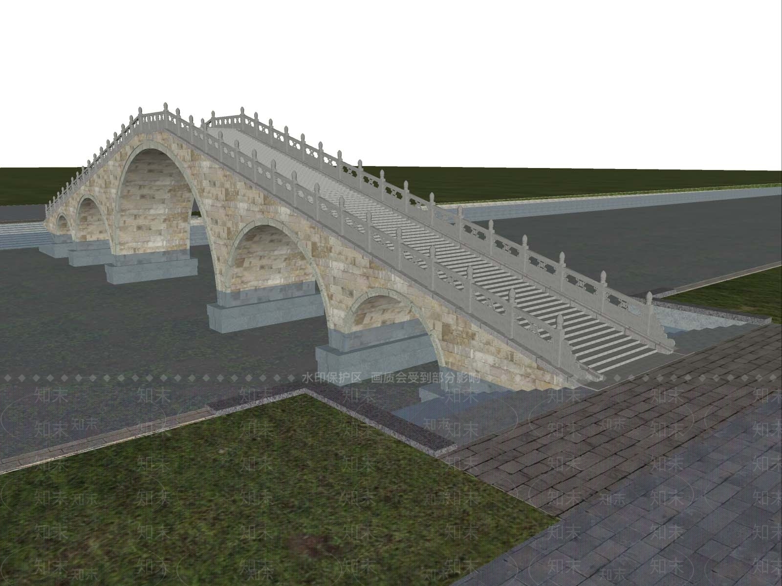 新中式中式景观桥SU模型下载【ID:1191860690】