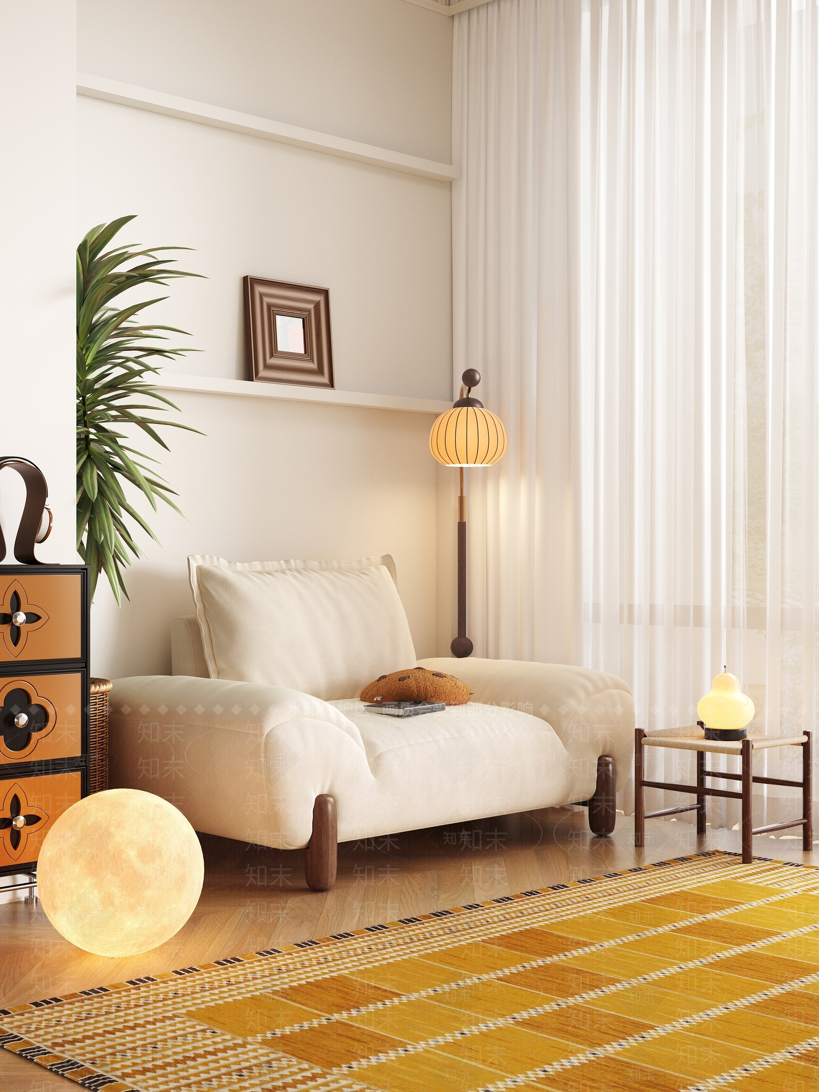 现代中古单人沙发3D模型下载【ID:1191860679】