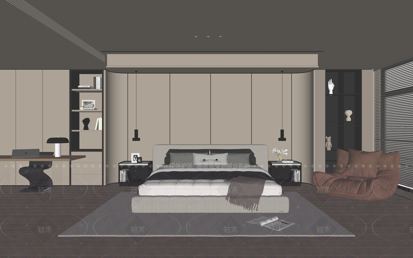 现代家居卧室SU模型下载【ID:1215952551】