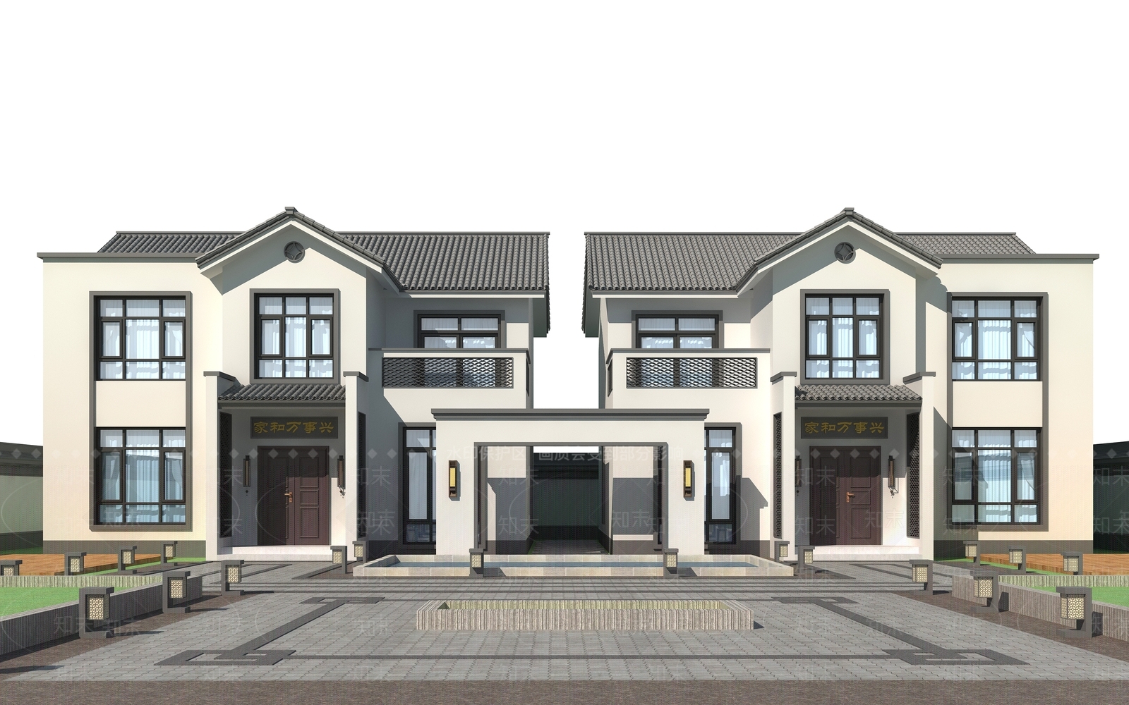 新中式别墅外观3D模型下载【ID:1191870291】