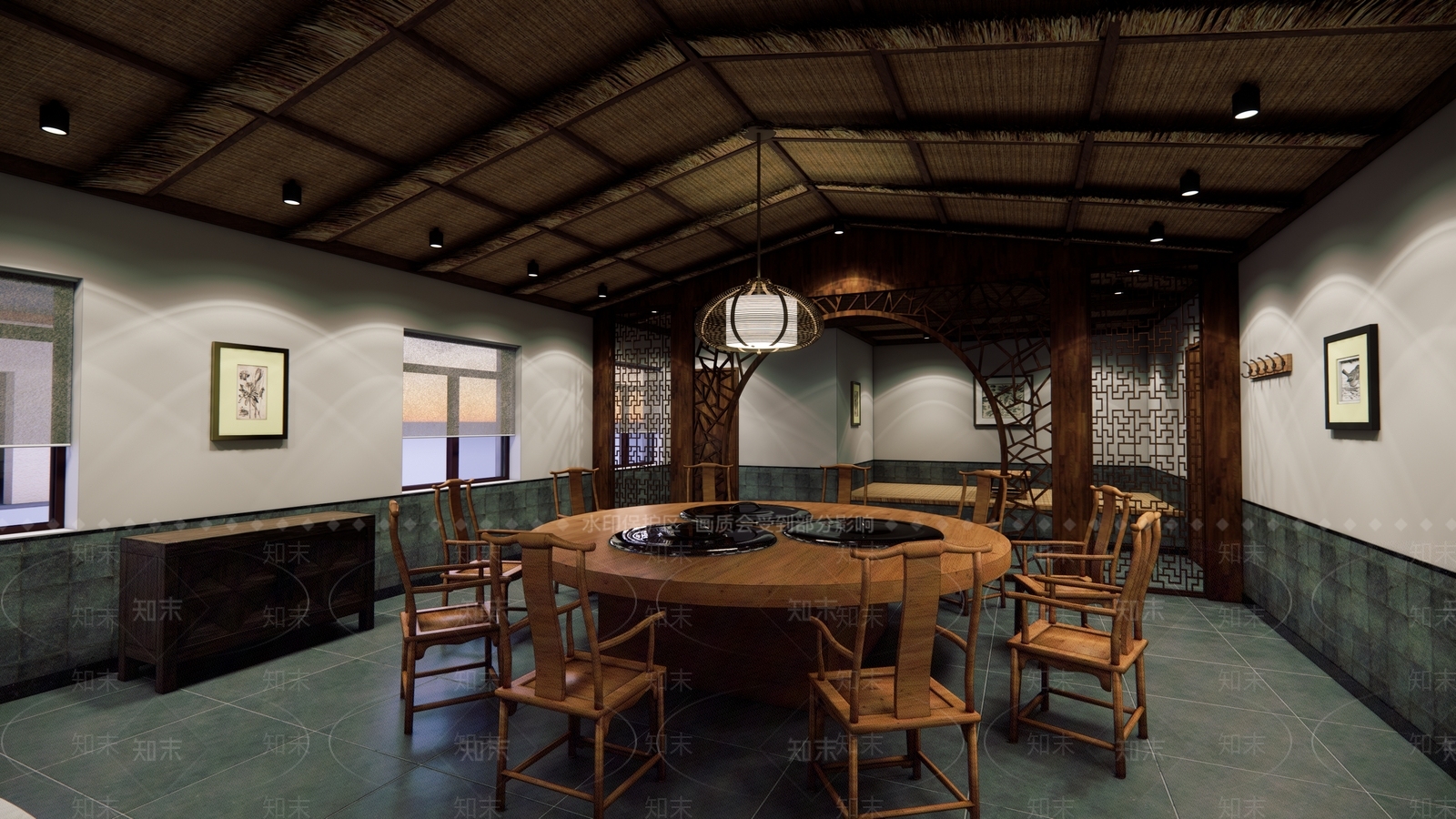 新中式中式包厢SU模型下载【ID:1191873142】
