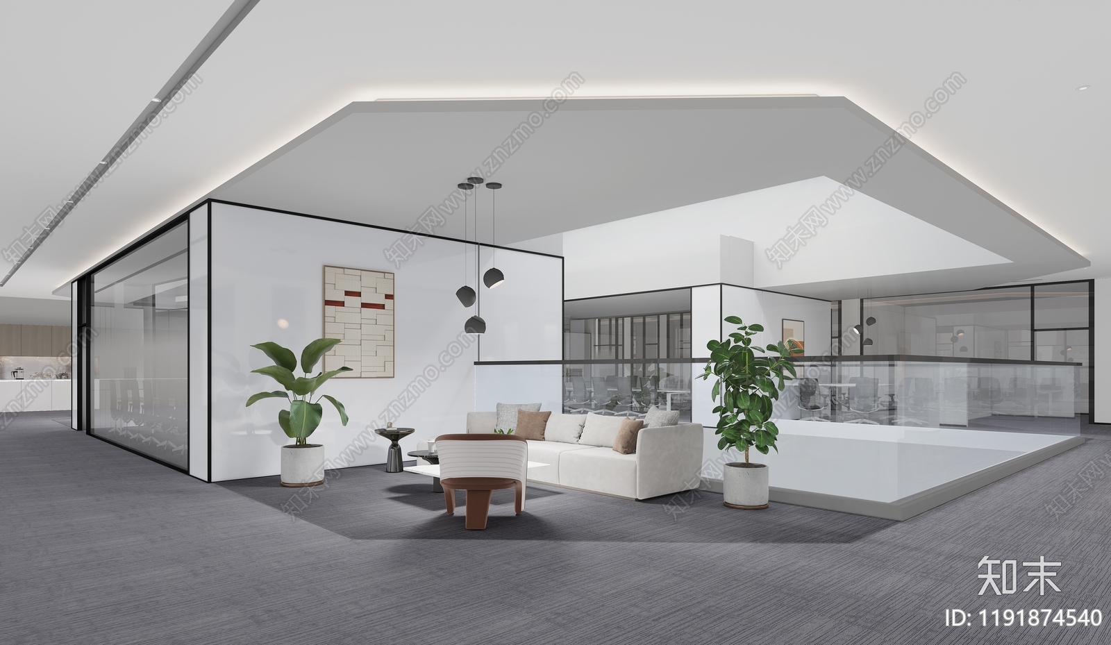 现代整体办公空间cad施工图下载【ID:1191874540】