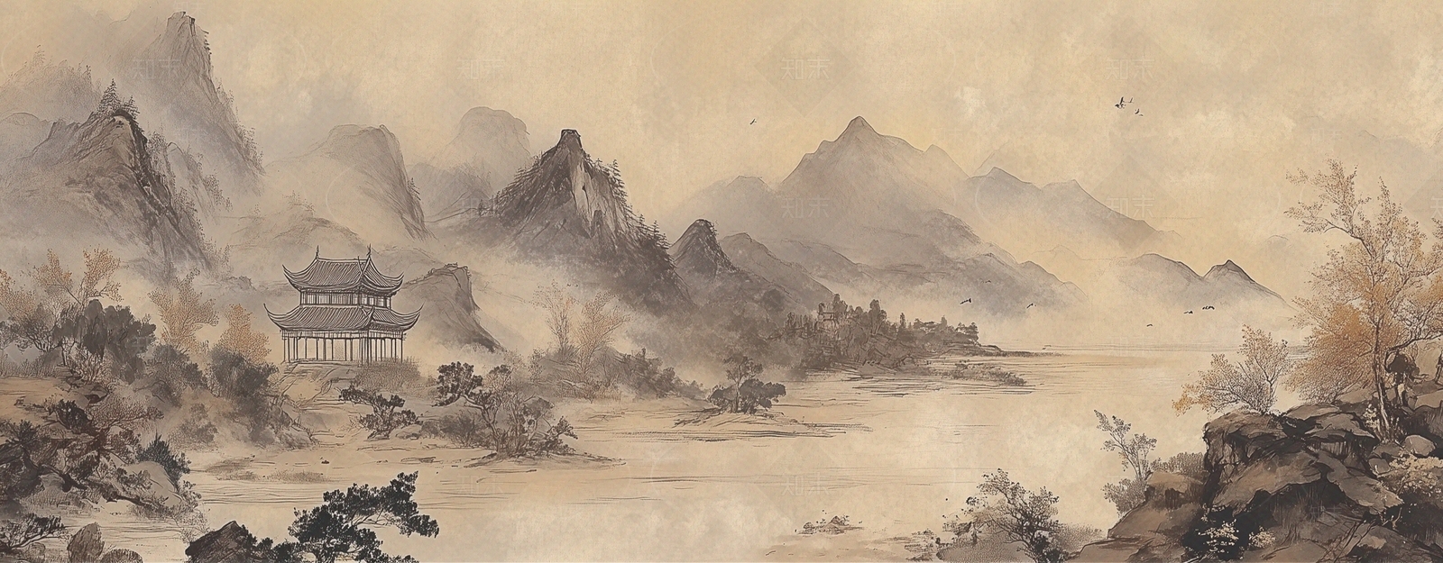 新中式中式壁画贴图下载【ID:1191875356】