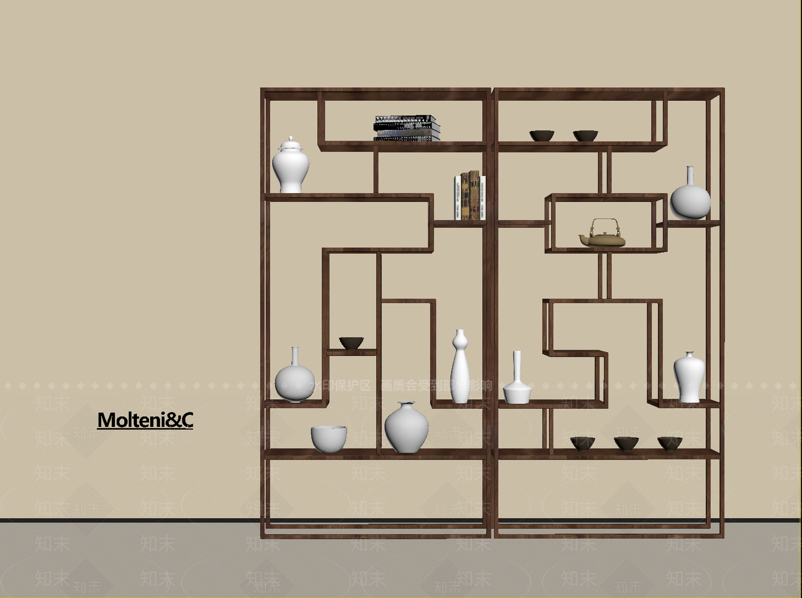 新中式博古架SU模型下载【ID:1191875348】