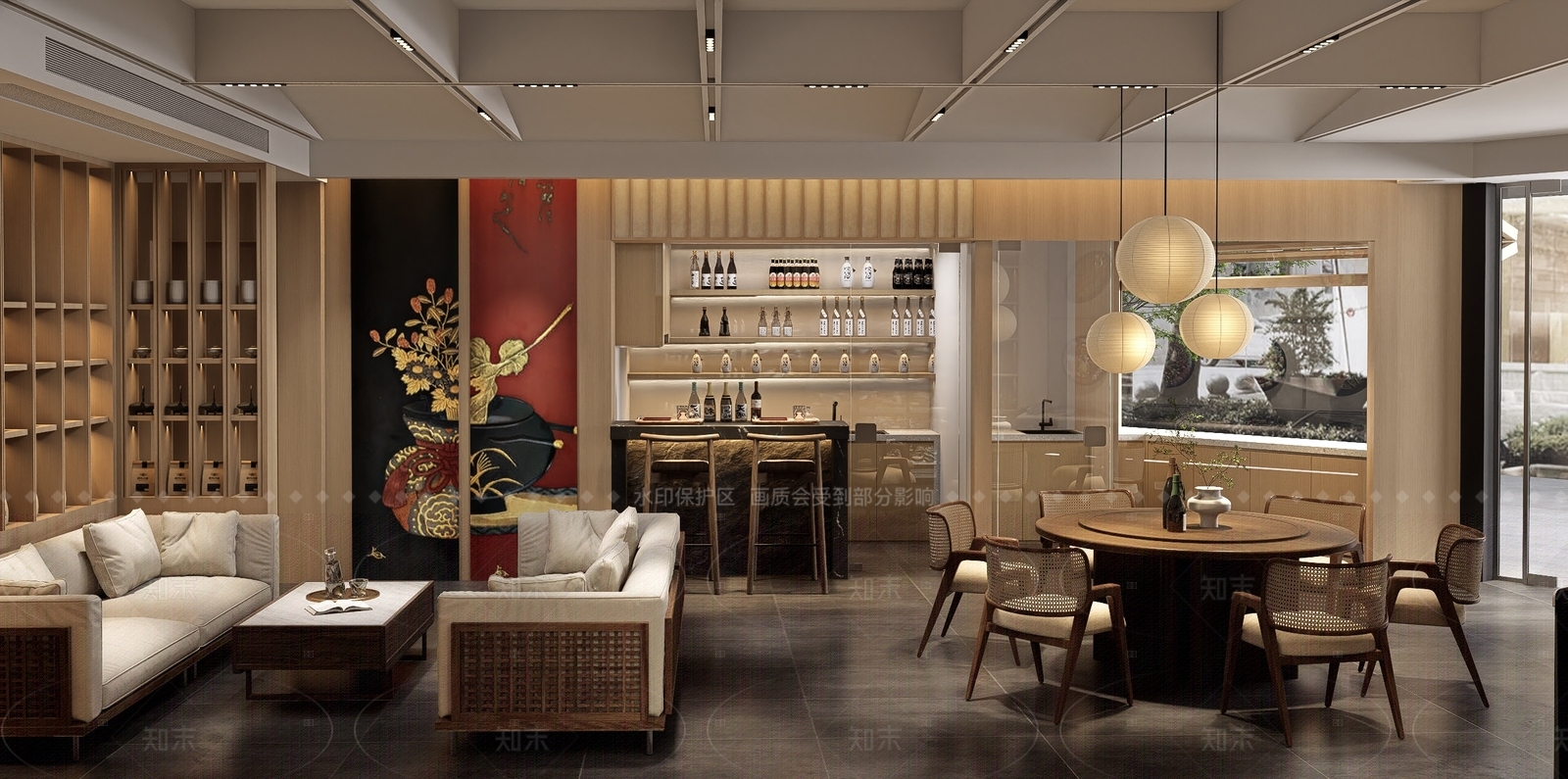 现代日式日料店SU模型下载【ID:1192015808】