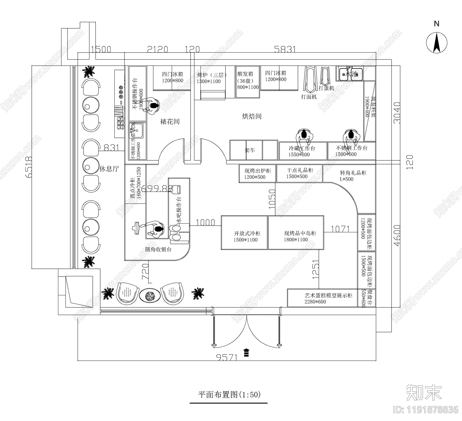 现代蛋糕店CAD图纸