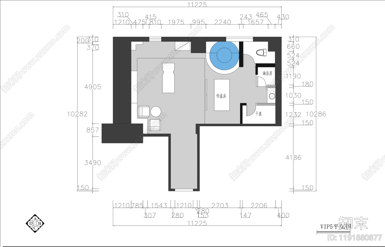 现代洗浴中心cad施工图下载【ID:1191880877】