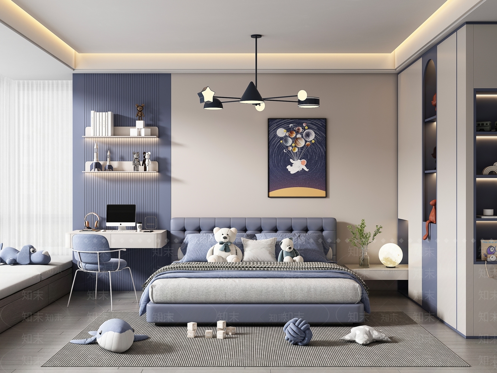 现代通用儿童房3D模型下载【ID:1191883882】