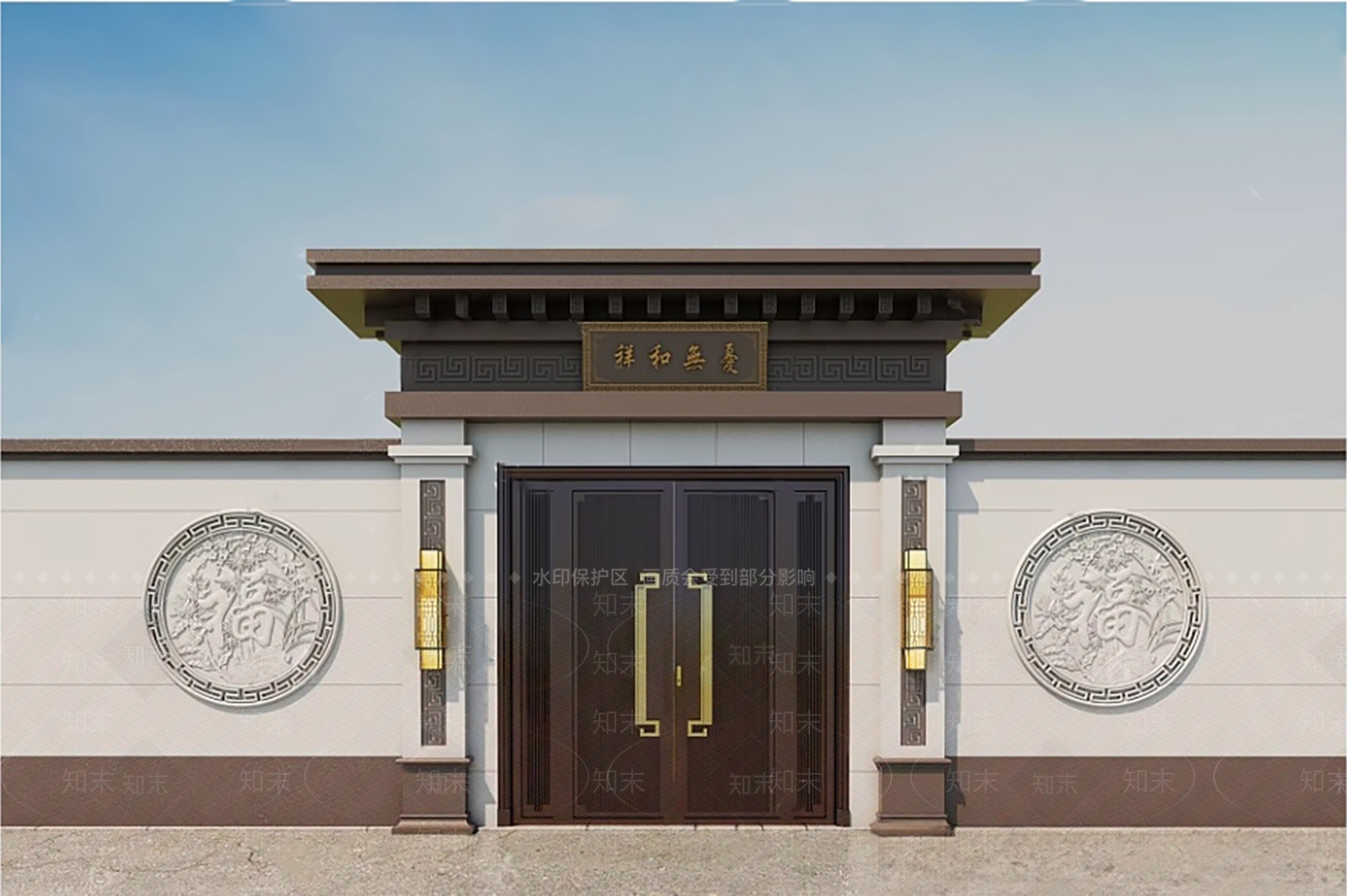 新中式入口大门SU模型下载【ID:1191885359】