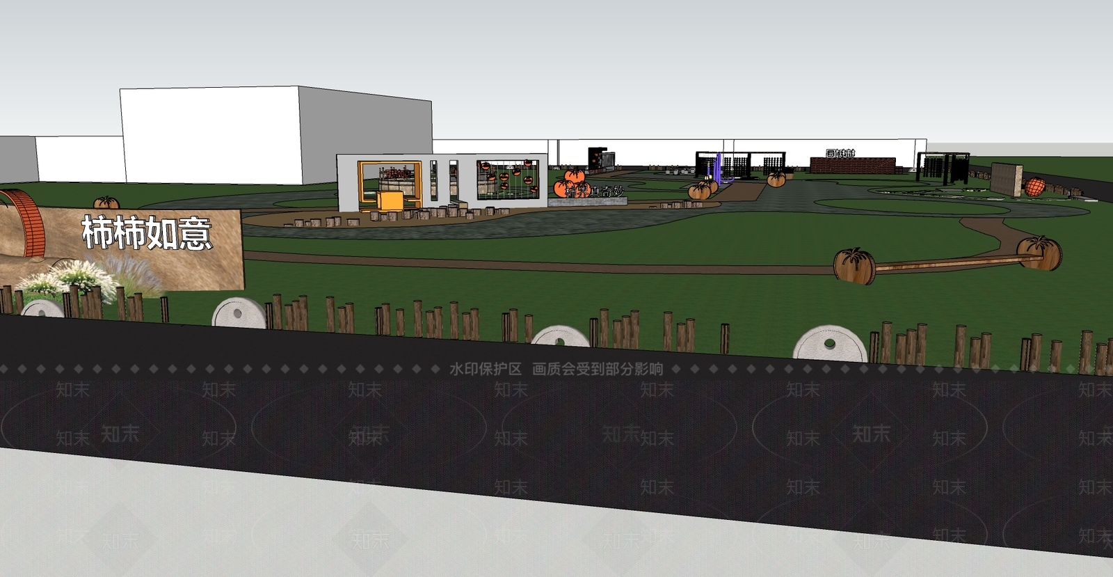 现代新中式景观公园SU模型下载【ID:1191890576】