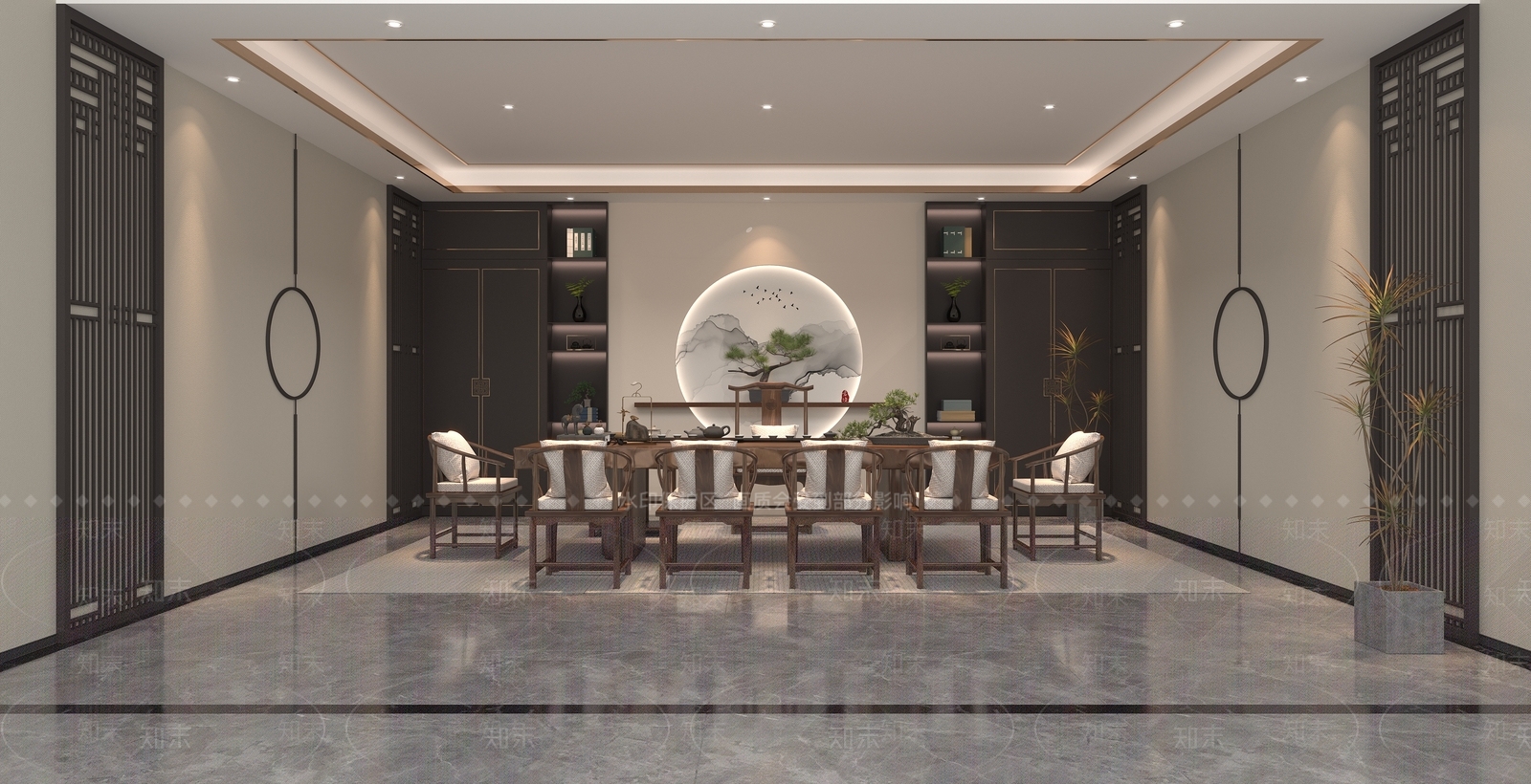 新中式现代茶水间3D模型下载【ID:1191891917】