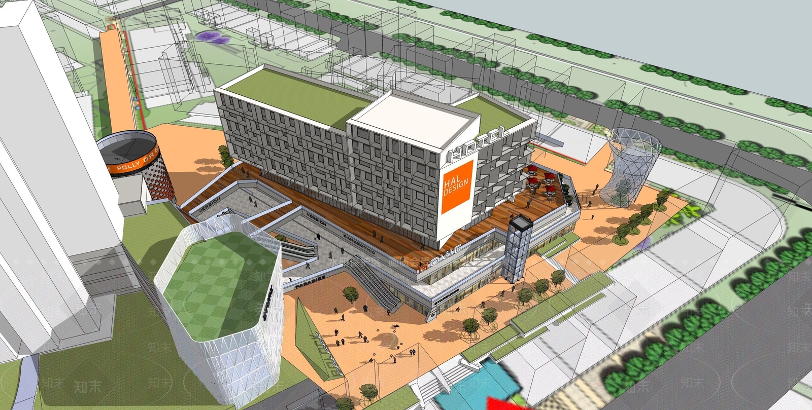 现代商场建筑SU模型下载【ID:1191892001】