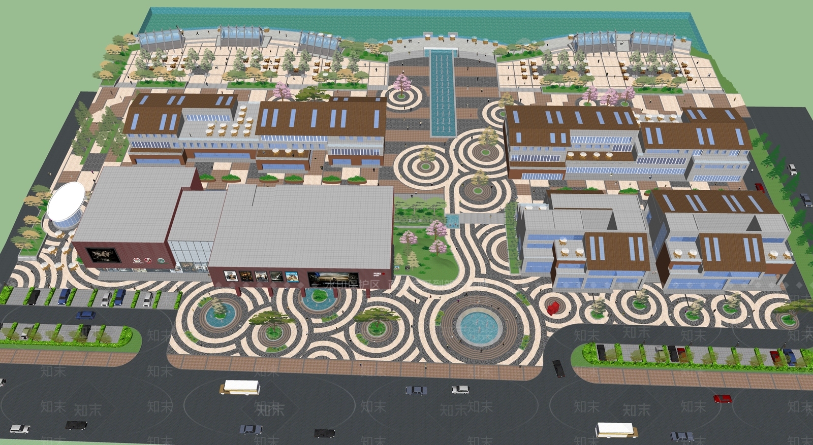 现代简约广场景观SU模型下载【ID:1191896015】
