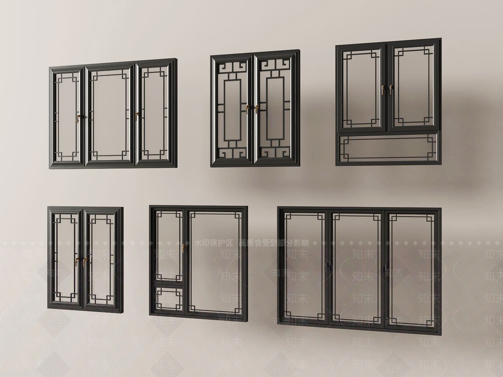 中式新中式窗户组合SU模型下载【ID:1191895553】