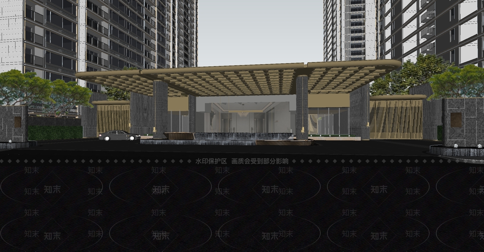 轻奢入口大门SU模型下载【ID:1191895594】