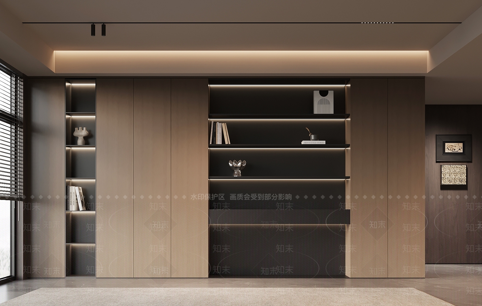 现代意式书柜3D模型下载【ID:1191898257】