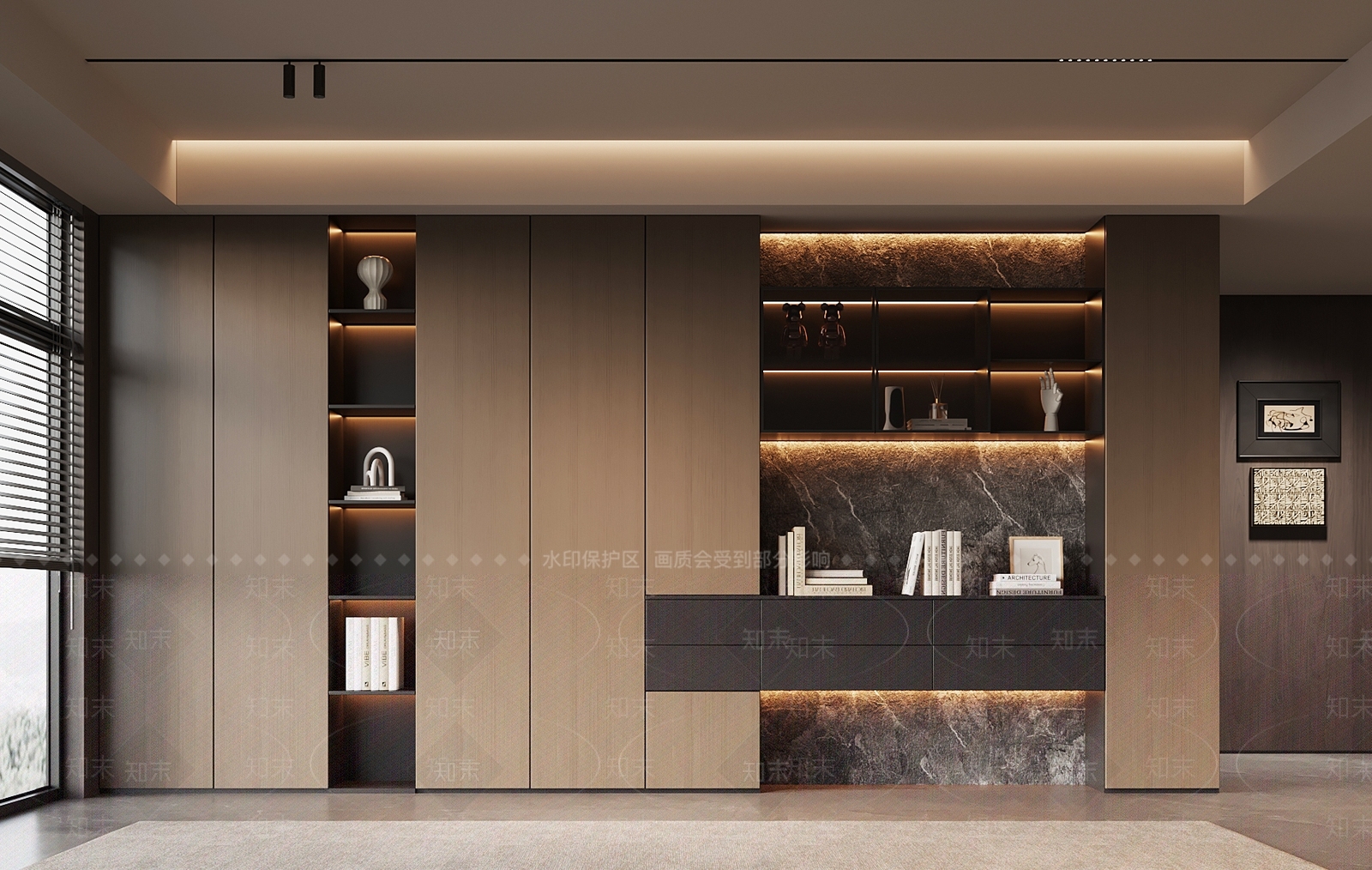 现代意式书柜3D模型下载【ID:1191898307】