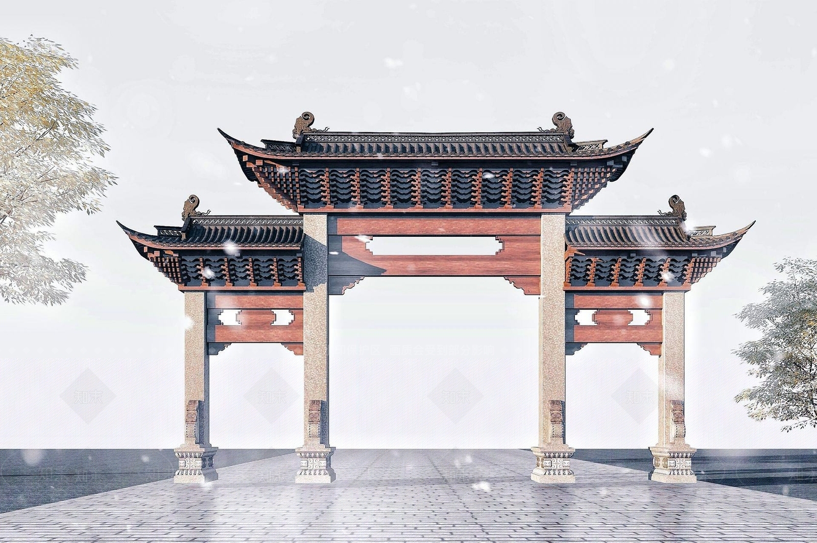 现代牌坊3D模型下载【ID:1191900663】