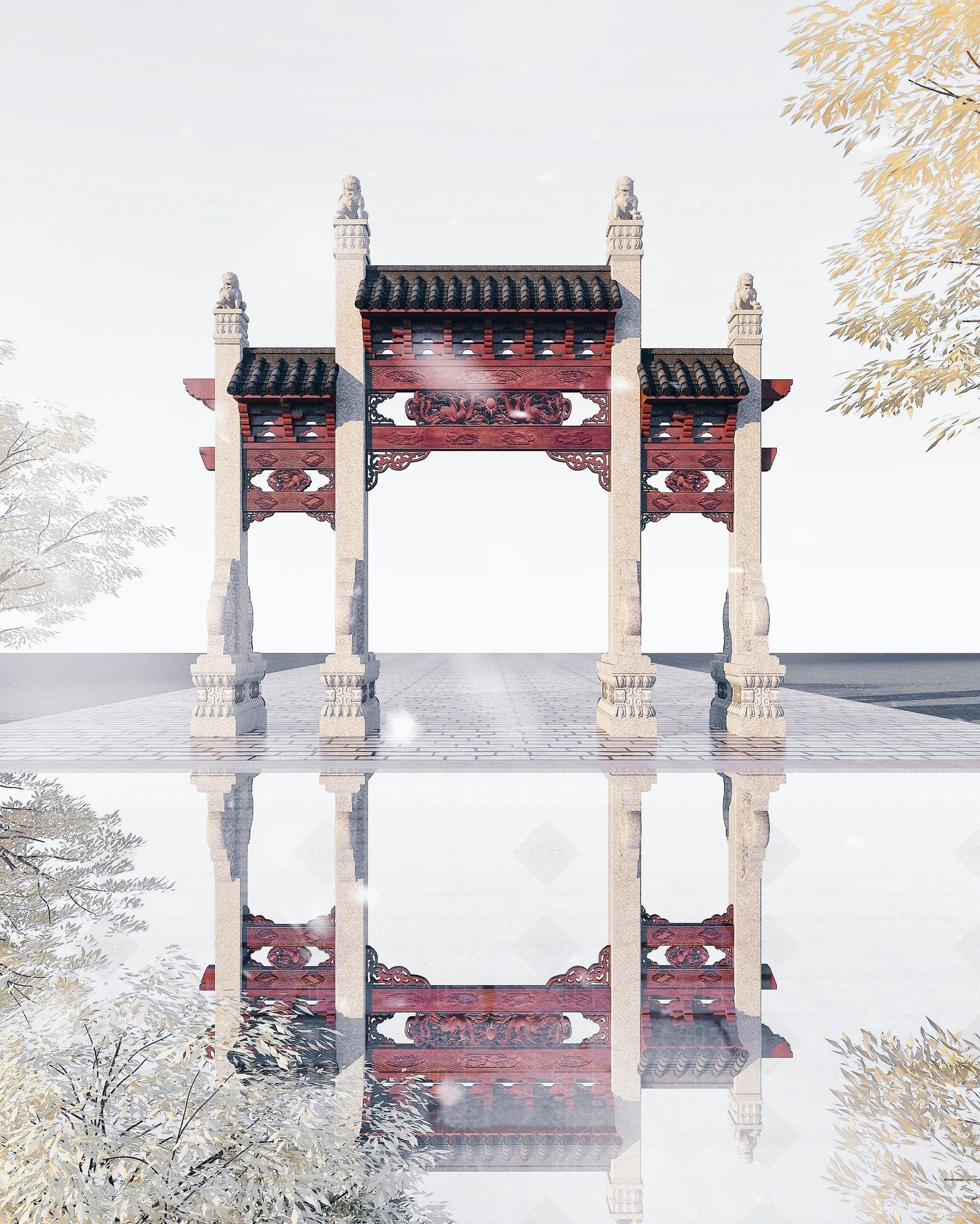 现代牌坊3D模型下载【ID:1191900752】
