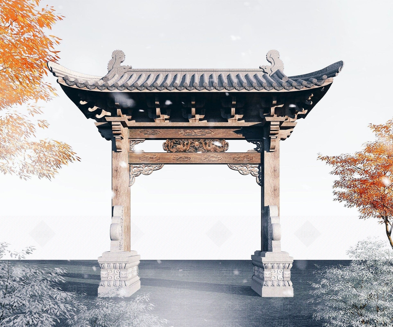中式牌坊3D模型下载【ID:1191900945】