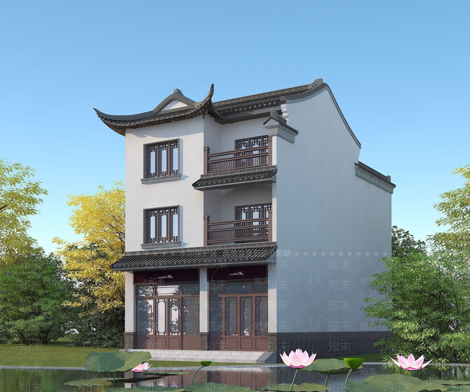 中式连排别墅3D模型下载【ID:1191901098】