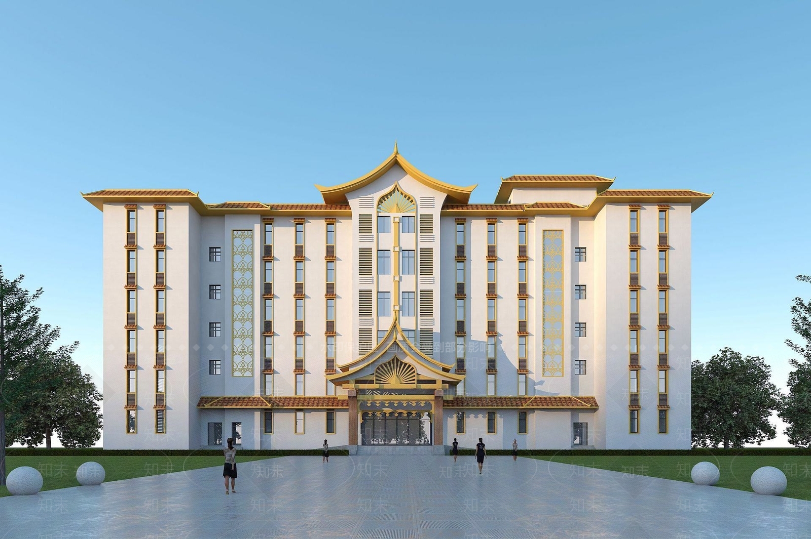 现代版纳办公楼3D模型下载【ID:1191901177】