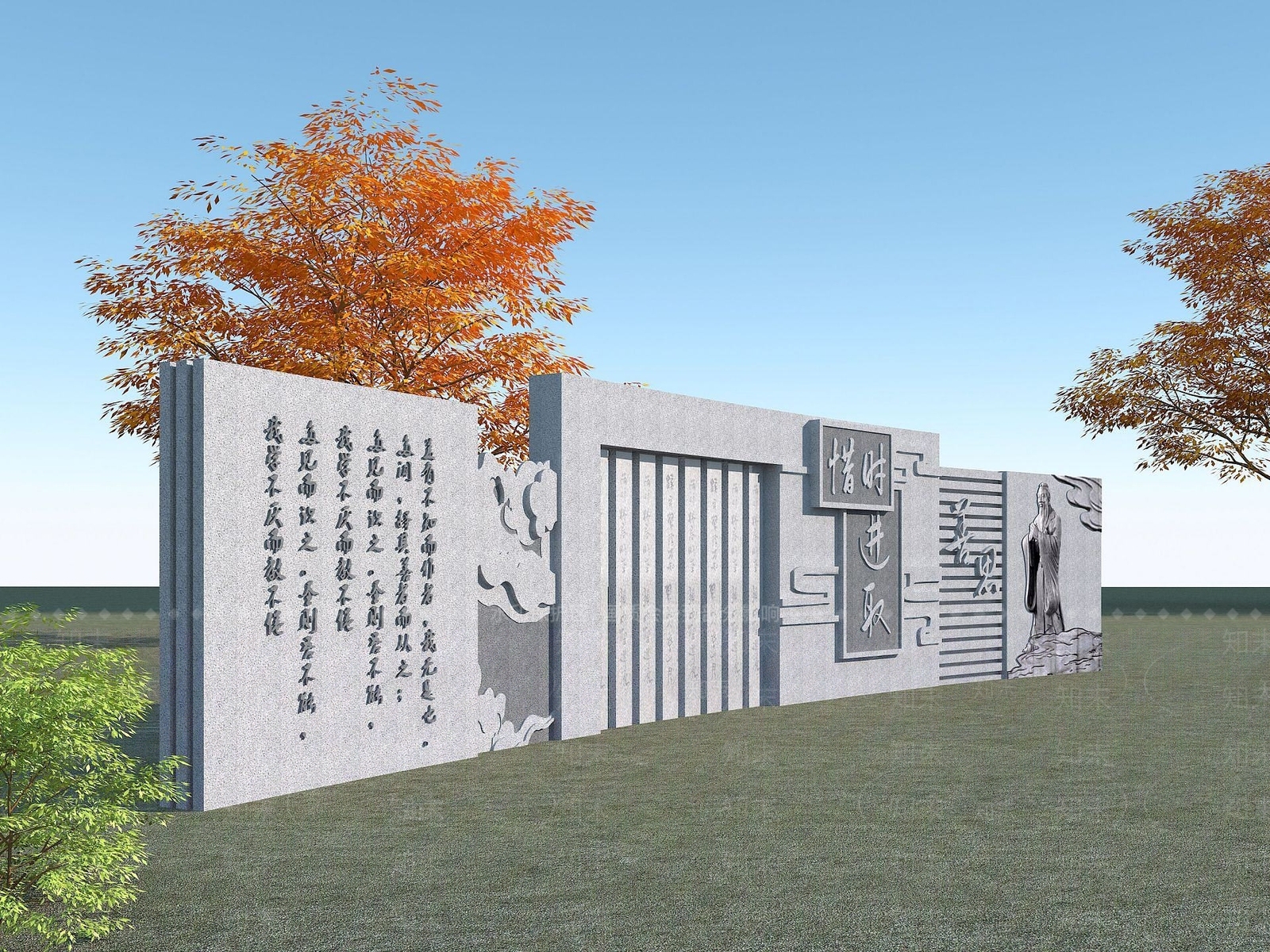 现代石雕文化墙3D模型下载【ID:1191901295】