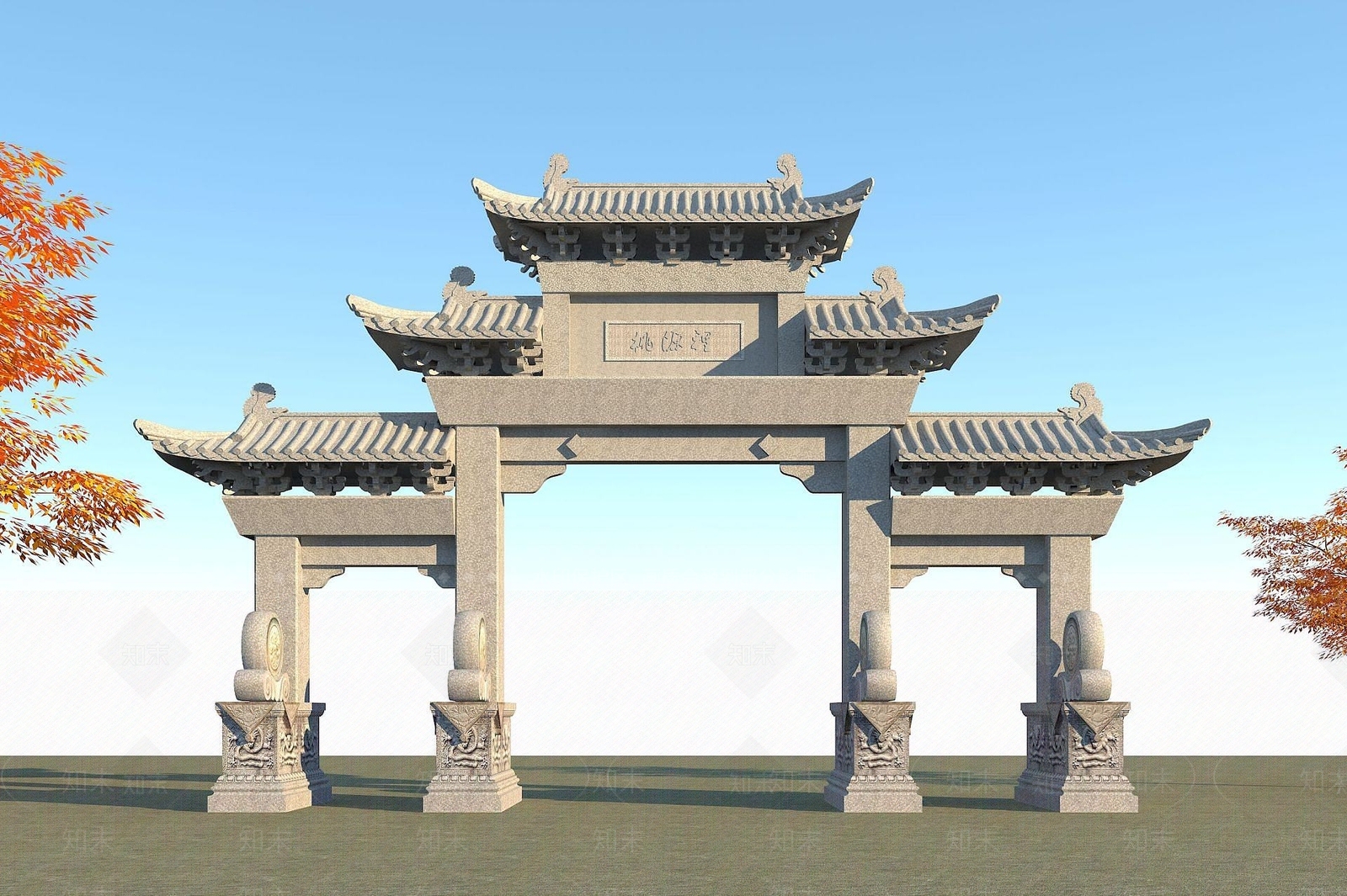 现代石雕牌坊3D模型下载【ID:1191902708】