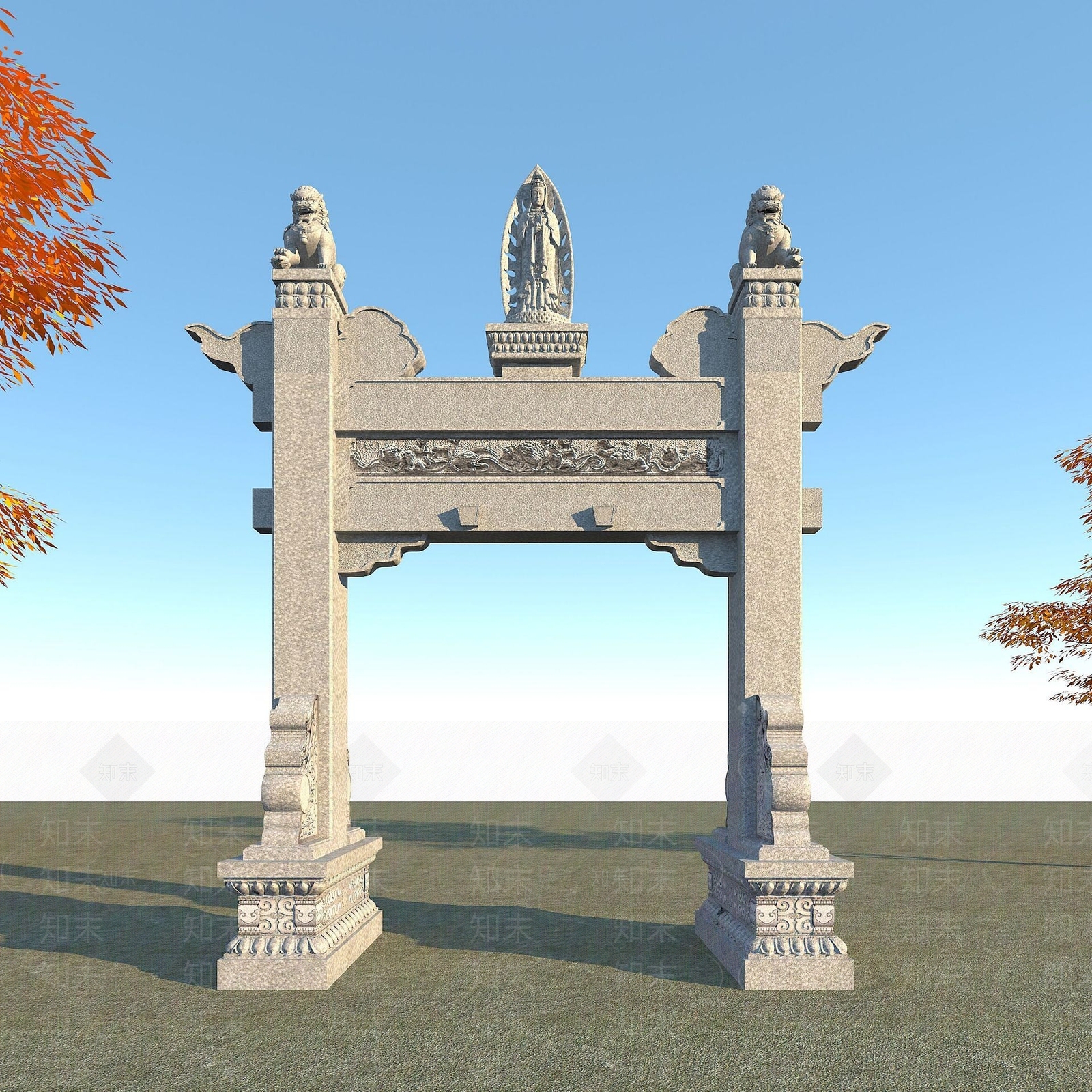 中式牌坊3D模型下载【ID:1191902851】