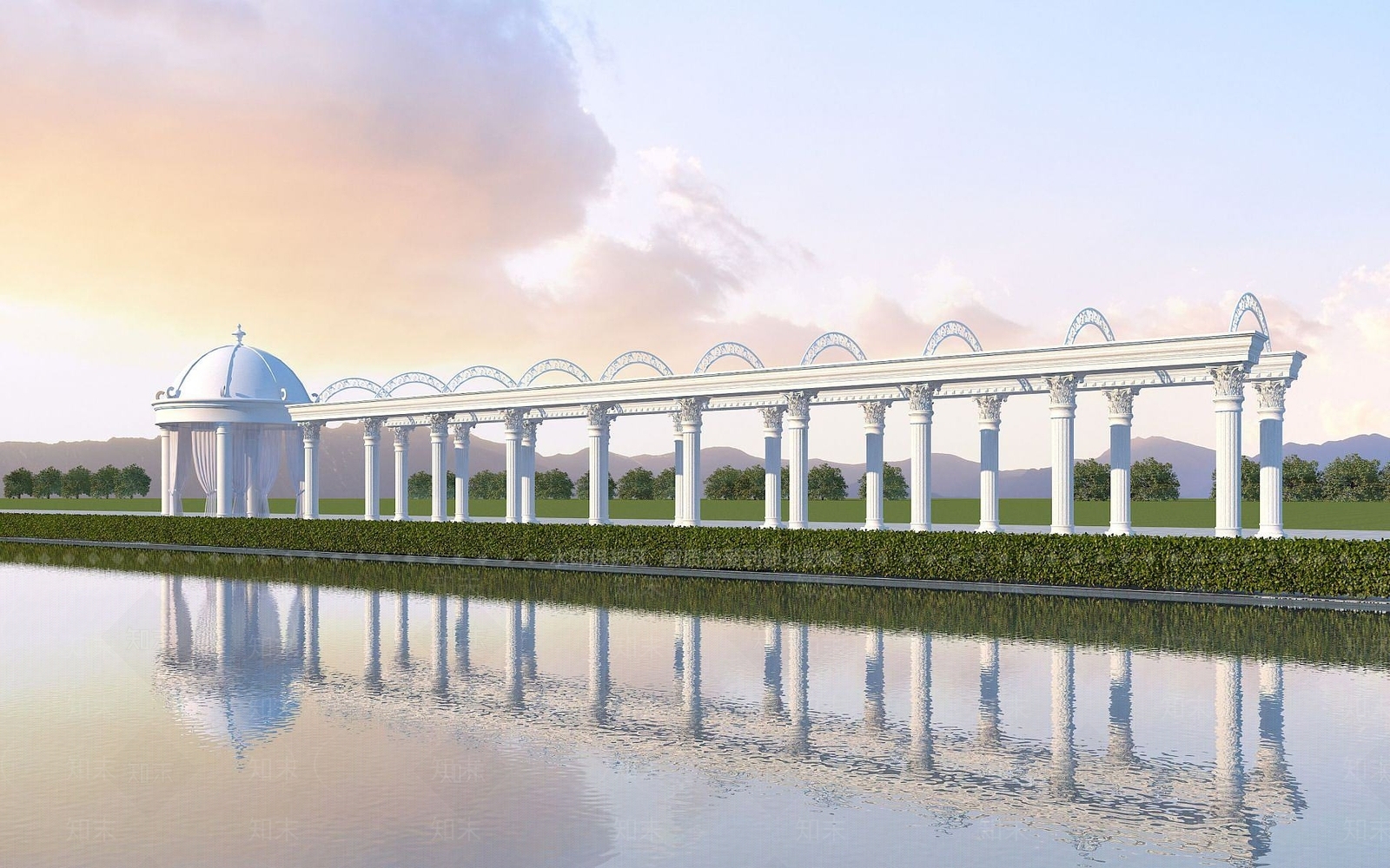 现代罗马长廊3D模型下载【ID:1191903058】