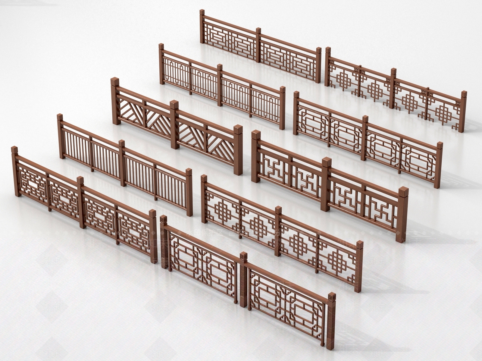 新中式栅栏SU模型下载【ID:1191904065】