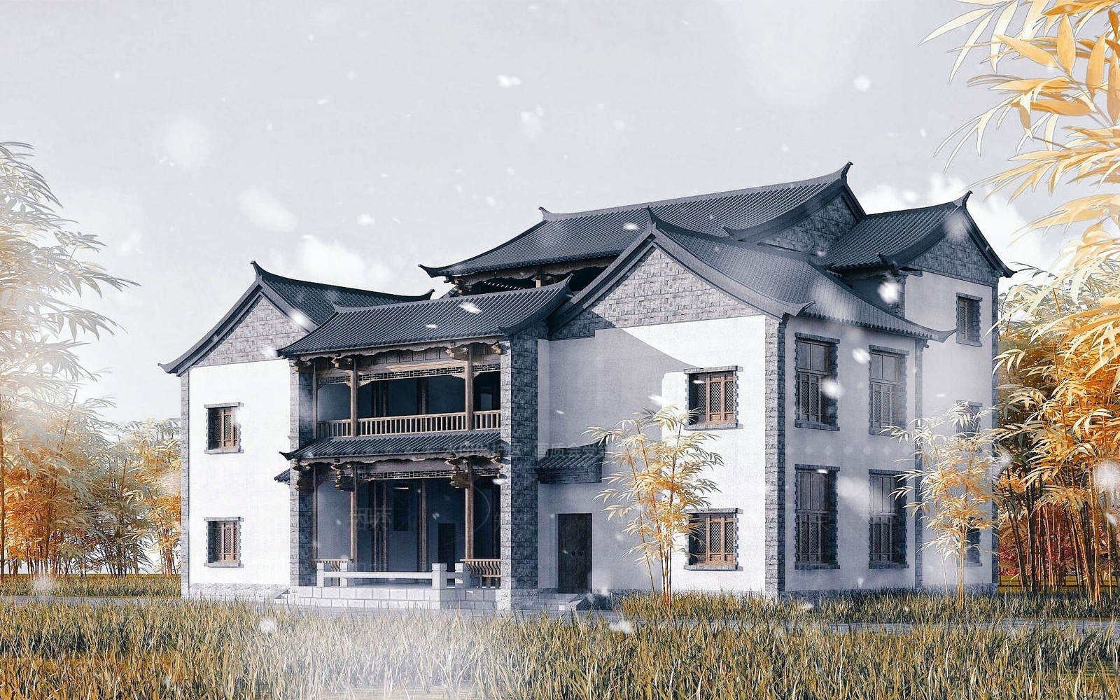 现代四合院3D模型下载【ID:1191904948】