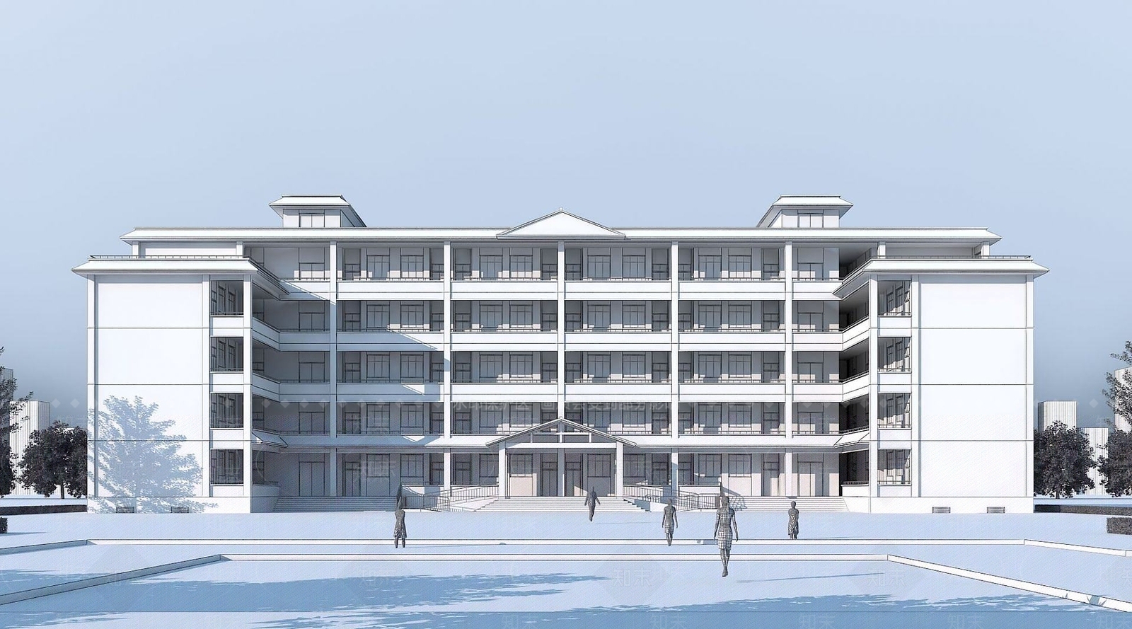现代教学楼3D模型下载【ID:1191905049】